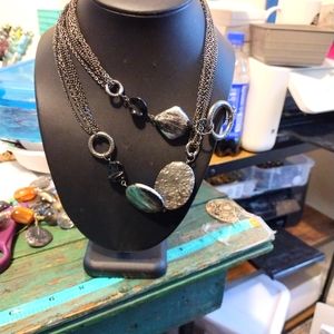 Multiple Strand Grey and Black Necklace